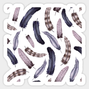 Seamless Pattern of Watercolor Feathers Sticker